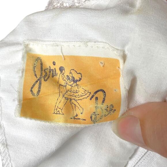 Vtg 60s Jeri Bee Pastel Pink Floral Embroidey Square Dance Dress SZ 10 - Picture 8 of 9